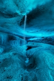 water falling into ice cave