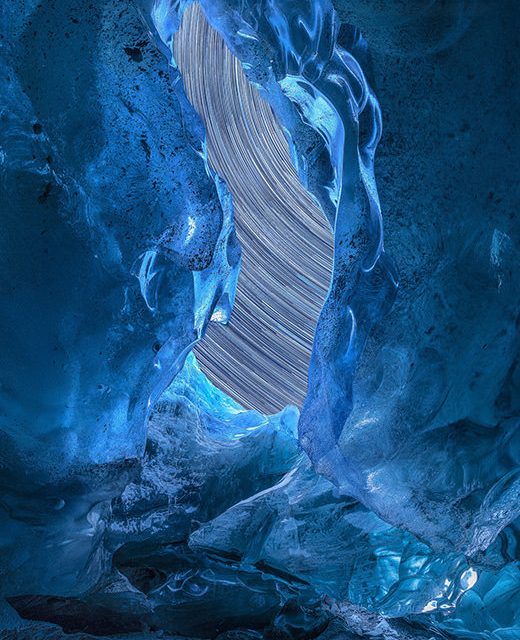 Icy Cosmos - Star Trails from inside an ice cave in Juneau, Alaska