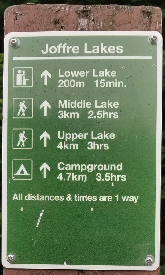 Joffre Lakes Hiking Distances