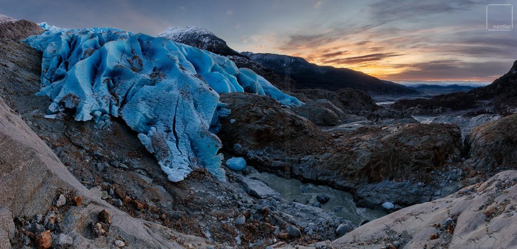 Talons - Panoramic Fine Art Image of Herbert Glacier at Sunset