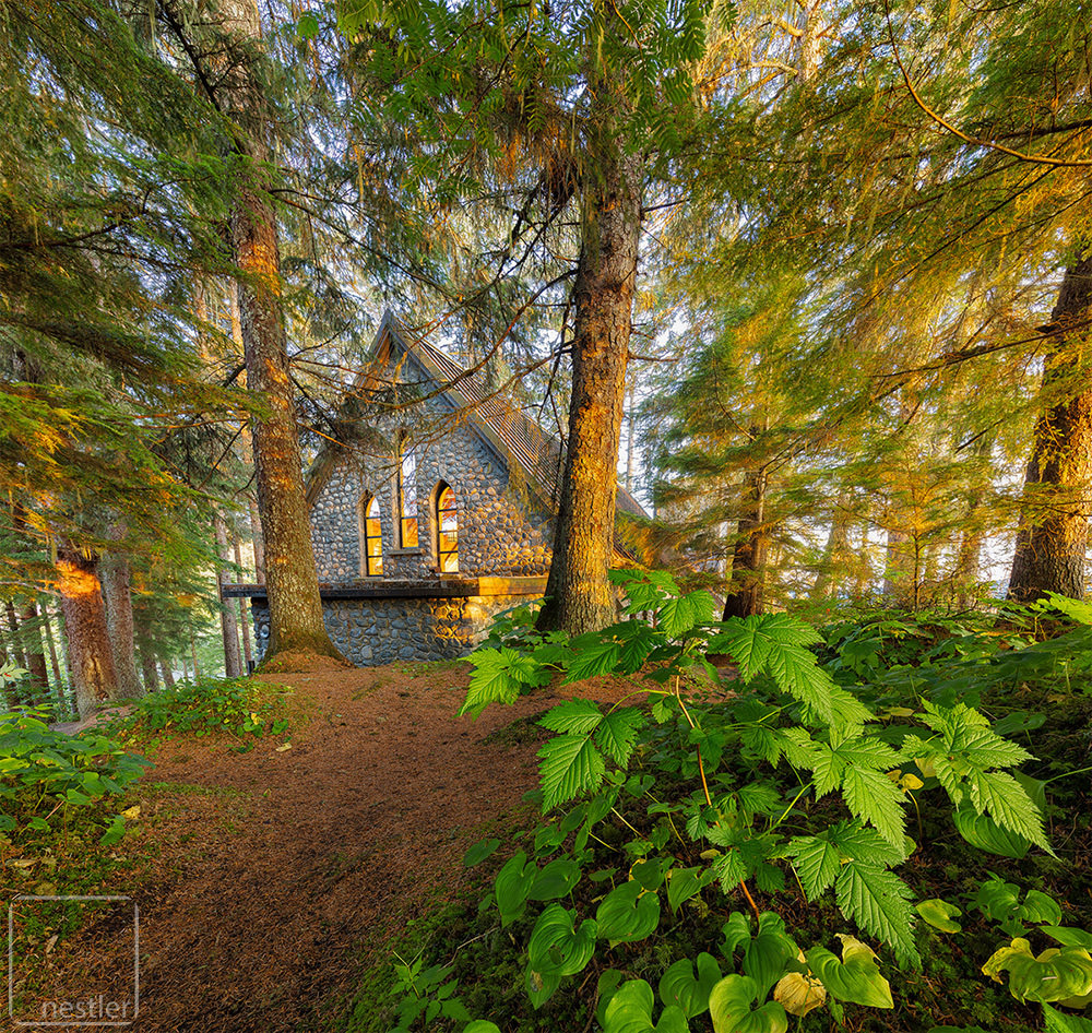 The Shrine of Saint Therese at sunset